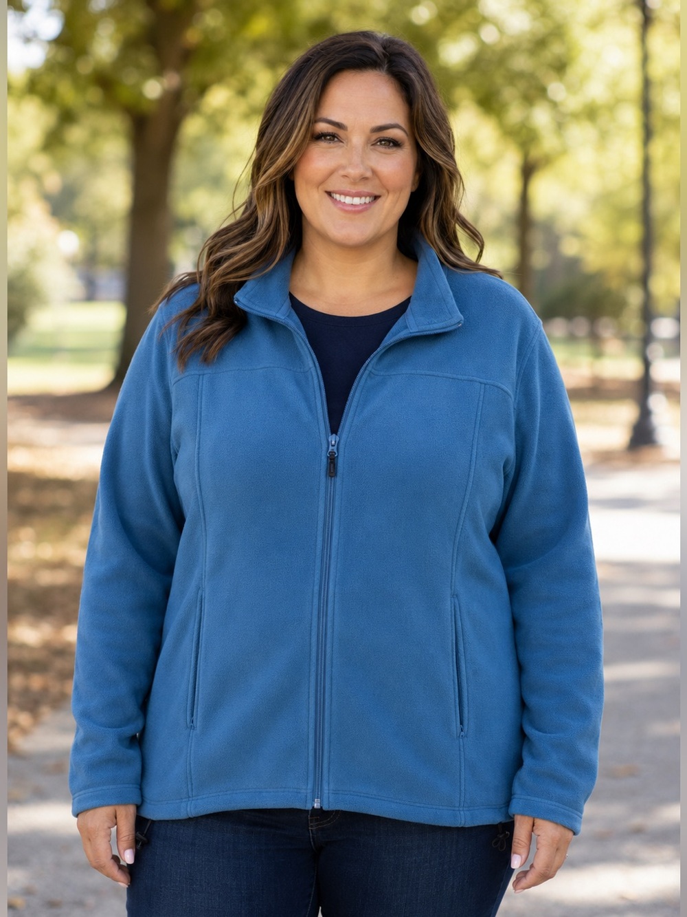 NATURAL WOMENS LONG SLEEVE TEAL ZIP UP FLEECE JACKET SIZE 1X